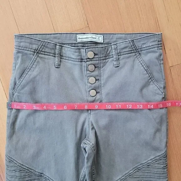 Abercrombie & Fitch button front grey pants slim fit textured moto rocker - Picture 7 of 10